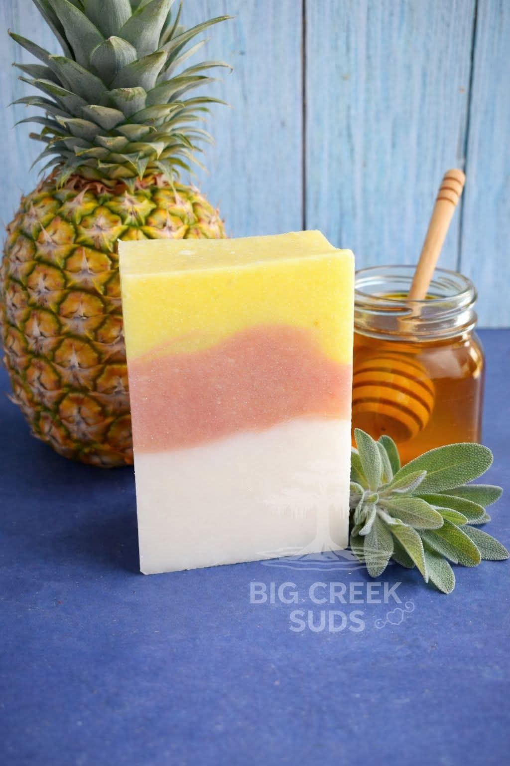 Don't Bug Me pineapple sage honey cold process soap bar by Big Creek Suds