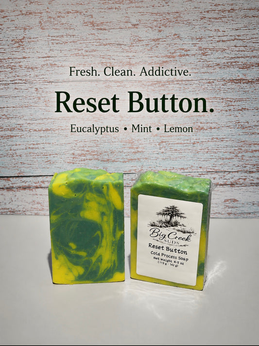 RESET BUTTON – EUCALYPTUS, MINT & LEMON HANDCRAFTED Cold Process SOAP