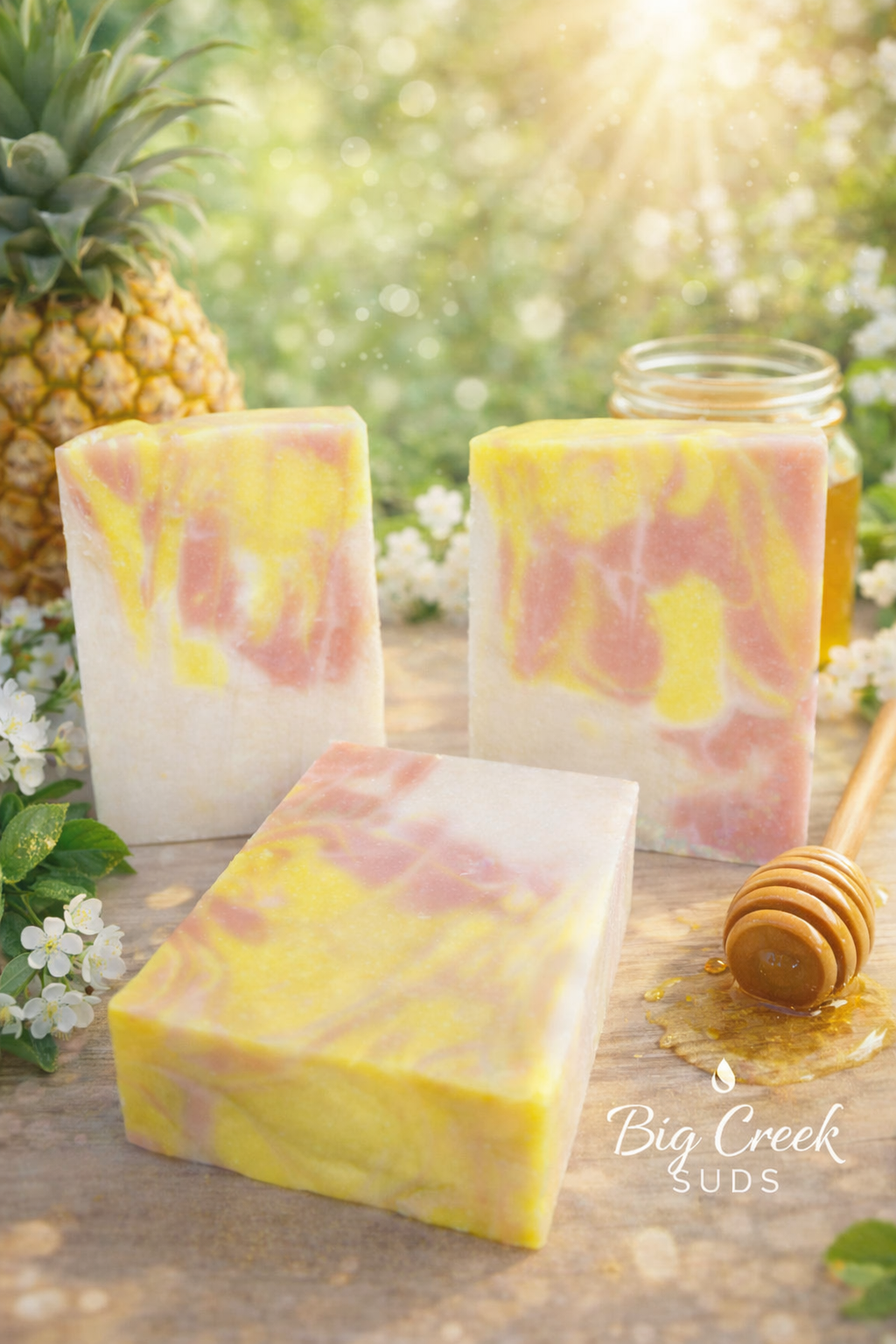 Buzz Off I'm Bathing pineapple honey cold process soap bar by Big Creek Suds