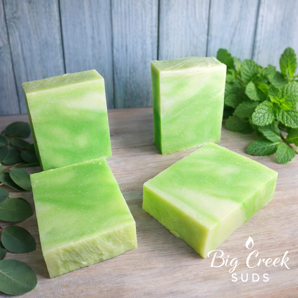 Fresh Outta Patience mint eucalyptus cold process soap bar by Big Creek Suds