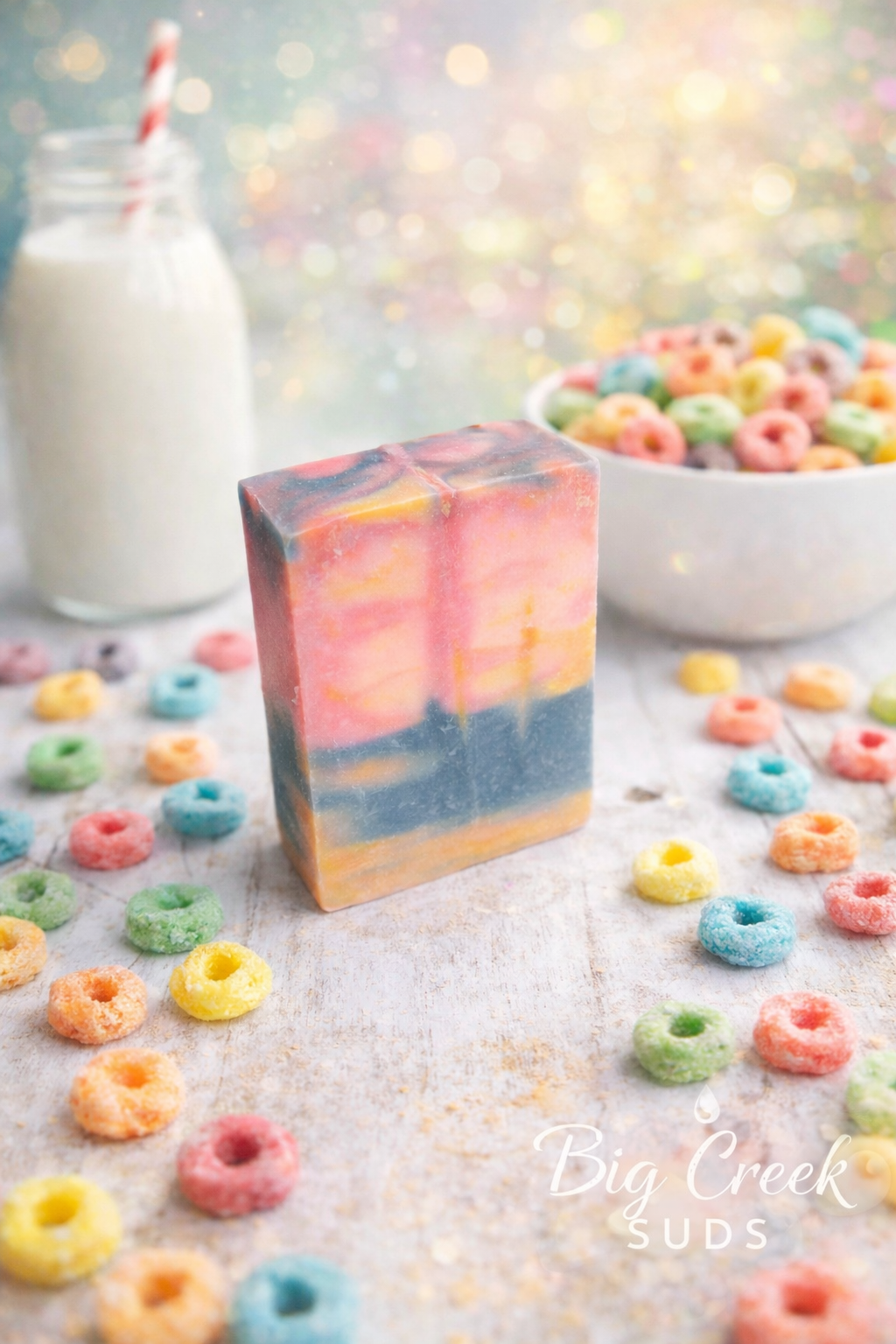 No Milk Needed fruity cereal scented cold process soap bar by Big Creek Suds