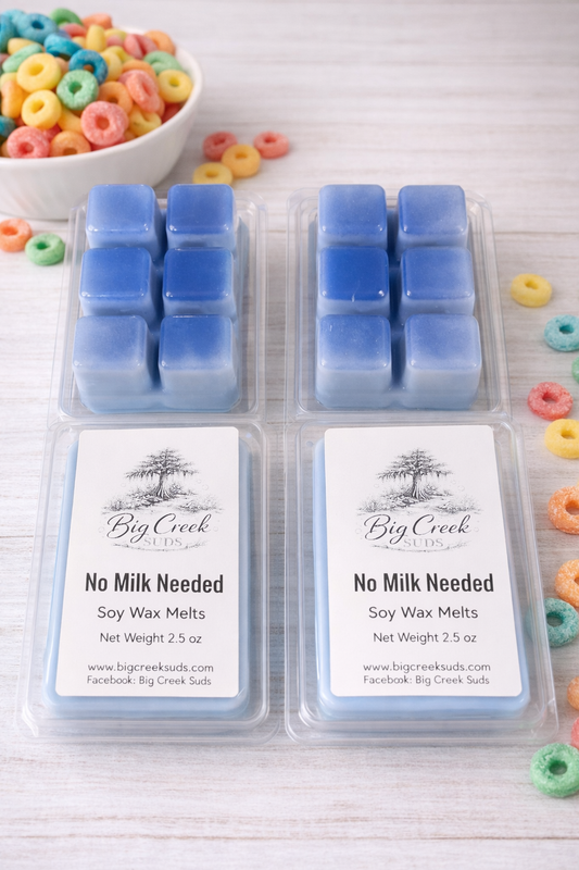 No milk needed soy wax melts on a wooden surface