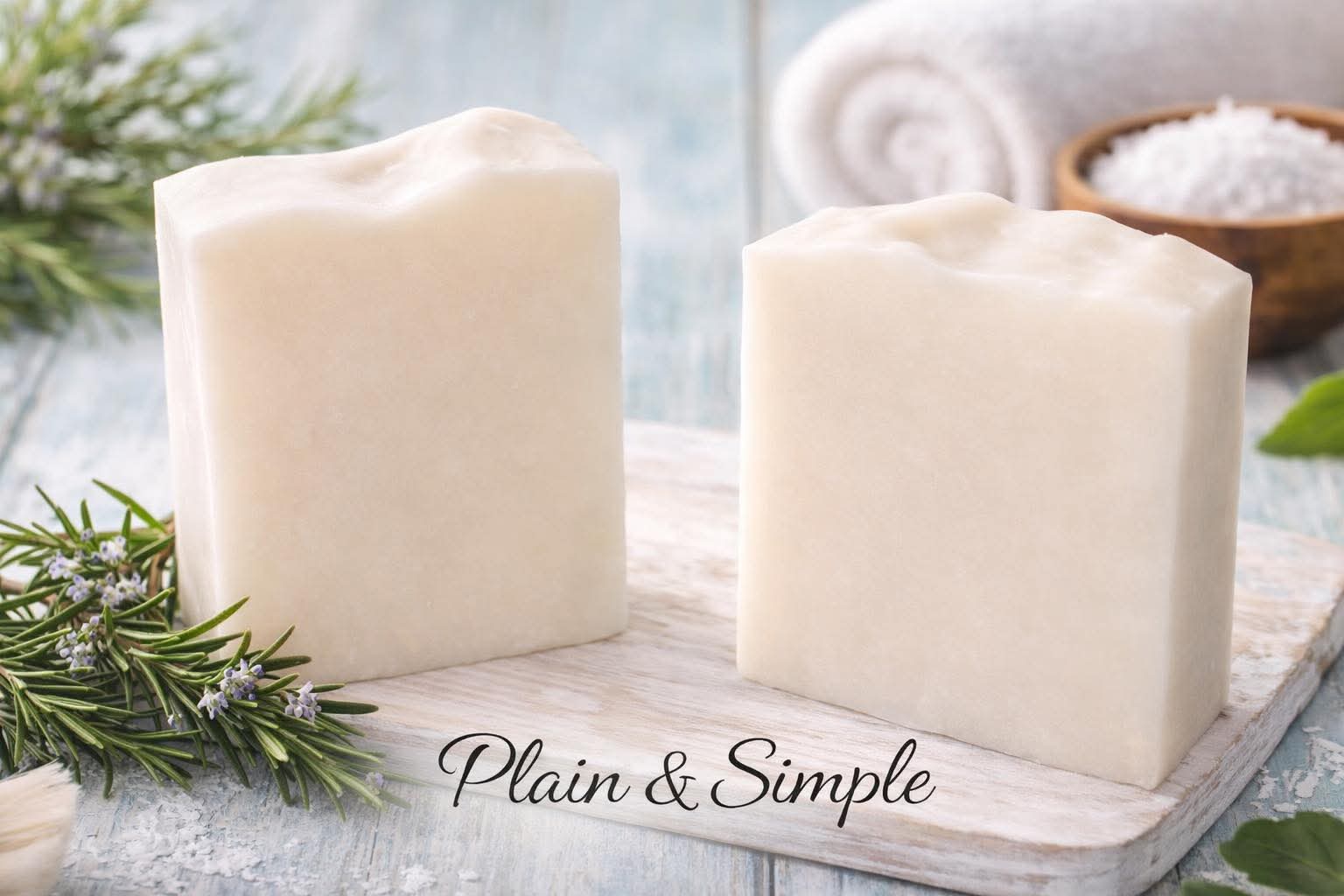 Plain & Simple unscented cold process soap bar for sensitive skin by Big Creek Suds
