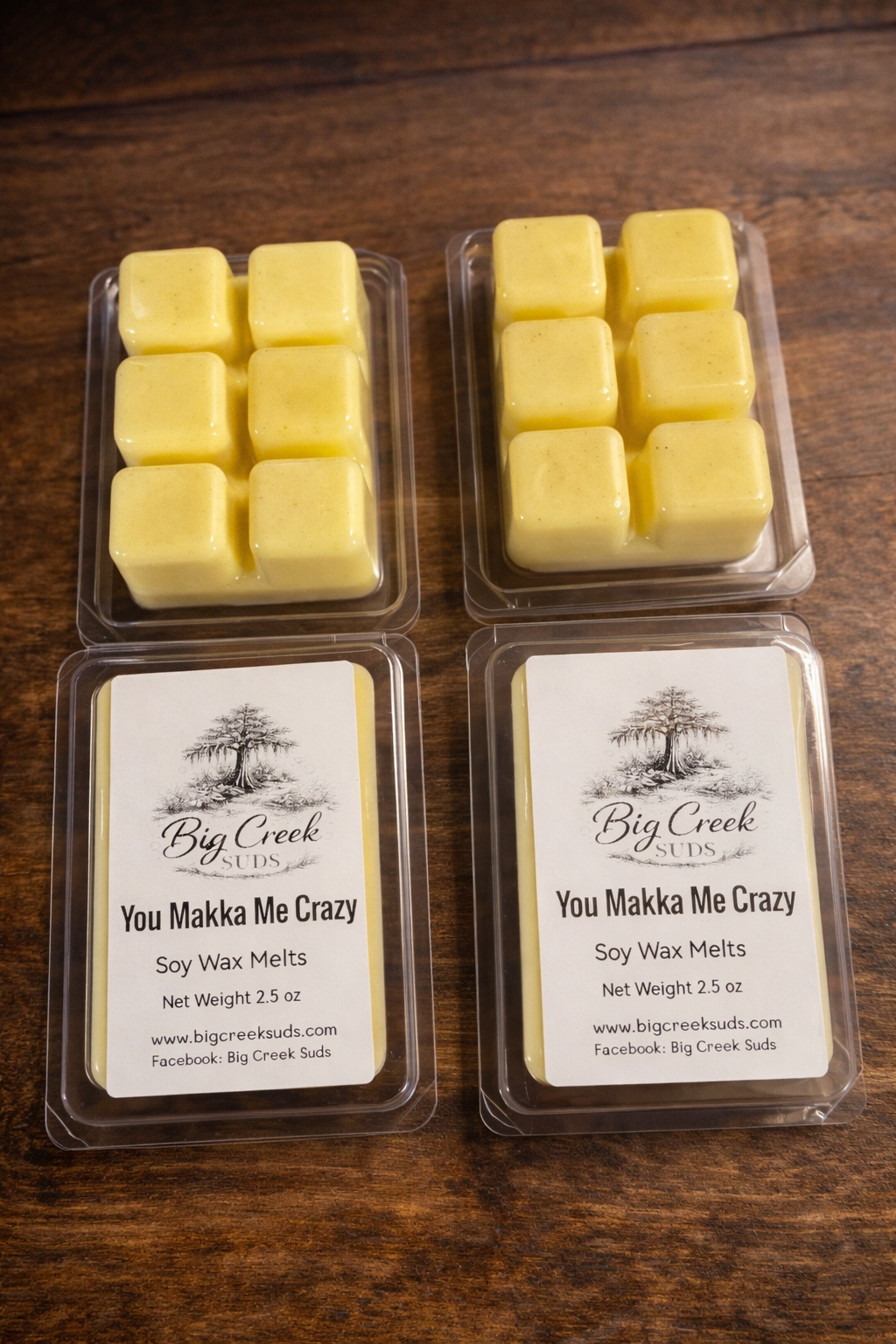 You Mkka Me Crazy Soy Wax Melts on wooden surface 