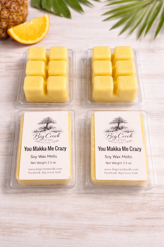 You Makka Me Crazy Soy Wax Melts on A light colored surface 
